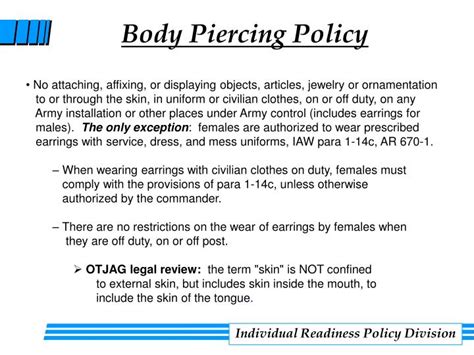 Army Body Piercing Policy