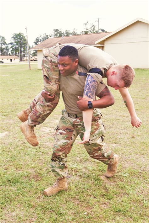 Army boot camp fireman's carry