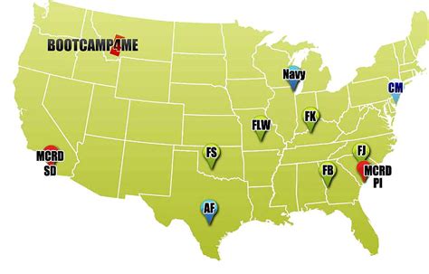 Map of Army Boot Camp Locations