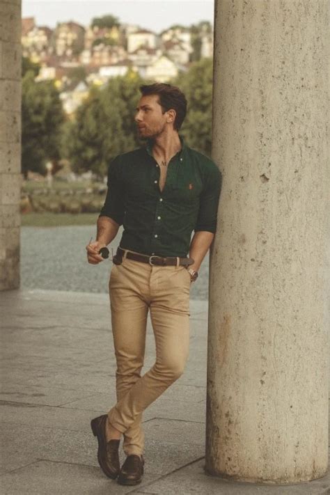 Army Green Shirt with Brown Pants