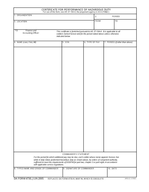 Army Hazardous Duty Pay Forms