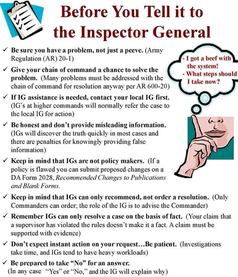 Army Inspector General Objectives