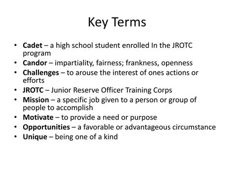 Army JROTC Vocabulary Definitions