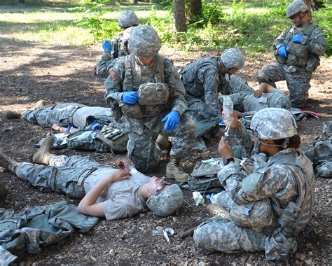 Army medics treating wounded soldiers