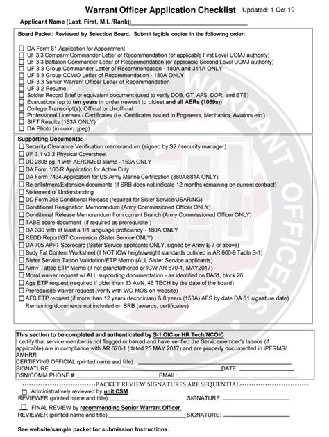 Army OCS Packet Requirements Checklist and Forms