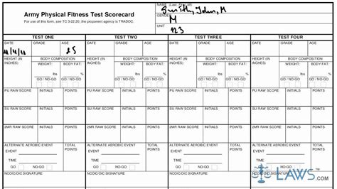 Army Physical Fitness Card Preparation