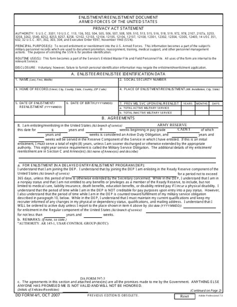 Army Reenlistment Forms