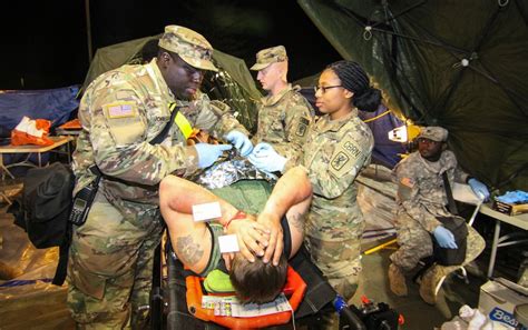 Army Reserve soldiers serving in a disaster relief effort