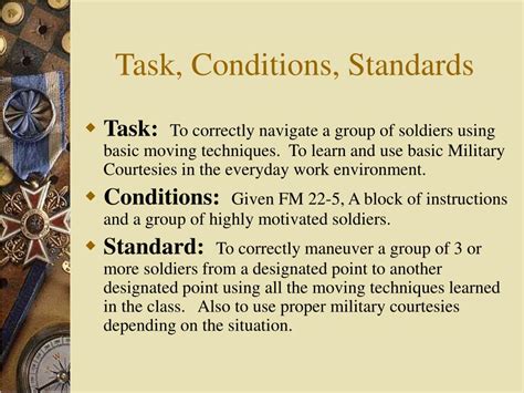 Army Tasks Conditions and Standards Exercise