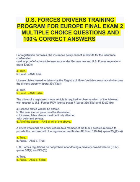 Army Training Final Exam