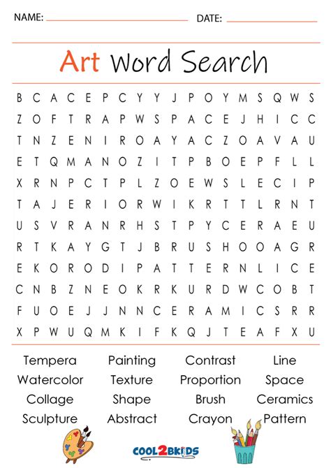 Art Word Searches for Kids