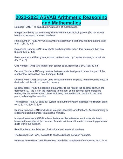 ASVAB Math Arithmetic Reasoning