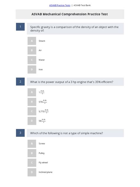 ASVAB Mechanical Comprehension Practice Test 5