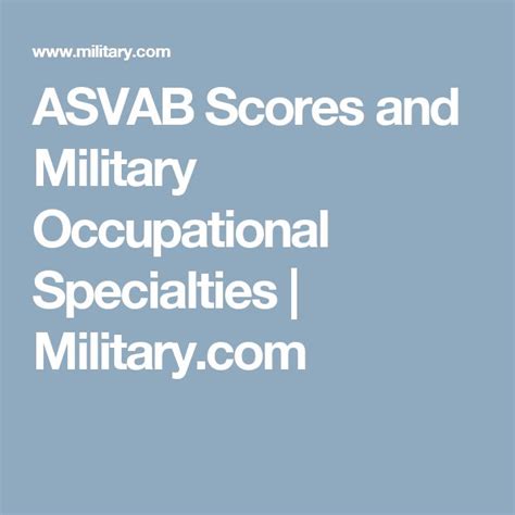 ASVAB Military Occupational Specialties Score