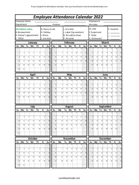 Attendance Calendar Tool