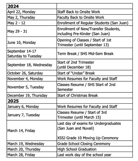 August 2025 Key Dates