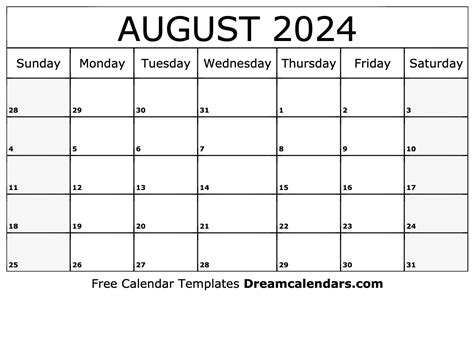 August Calendar Printable 9