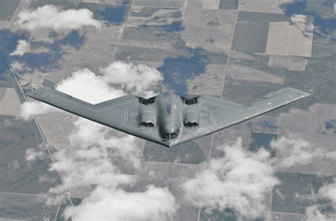 B-2 Spirit Stealth Bomber in flight at night