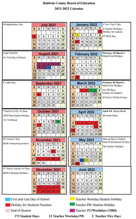 Baldwin County Public Schools Calendar