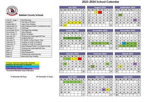 Baldwin County School Calendar