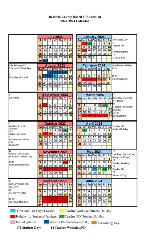 Baldwin County Schools Calendar