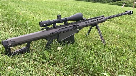 Barrett 50 cal rifle with optic and bipod