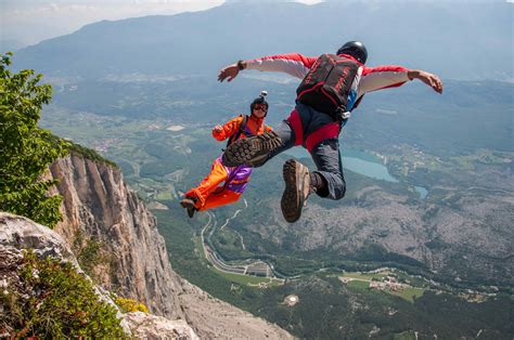 A BASE jumper in action