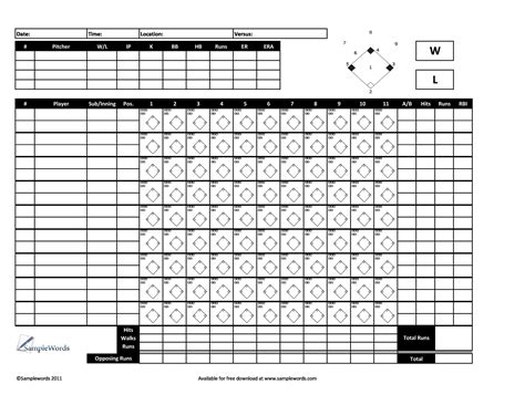 Baseball scorecard templates free