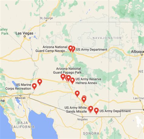 Mapa de bases militares en Arizona