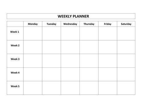 Basic Weekly Calendar Template