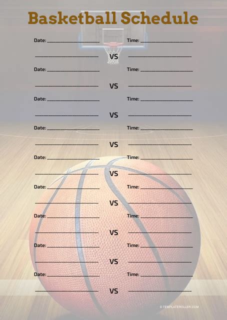 Basketball Calendar Template