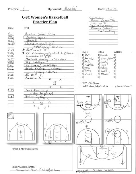 Basketball Sample Calendar