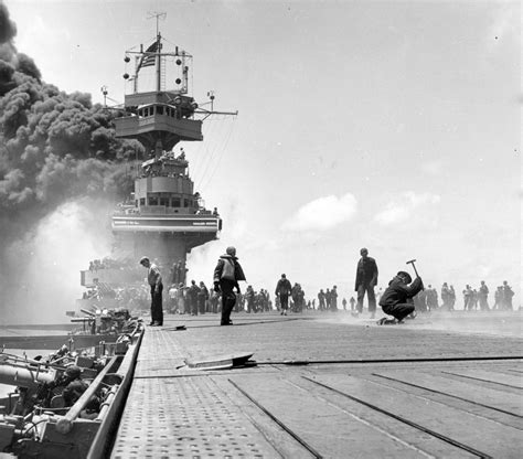 The USS Pennsylvania (BB-38) at the Battle of Midway