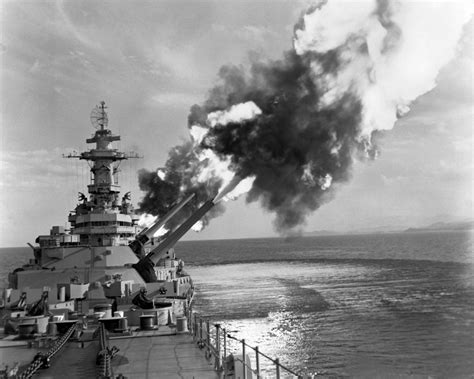 USS New Jersey firing its guns during the Vietnam War