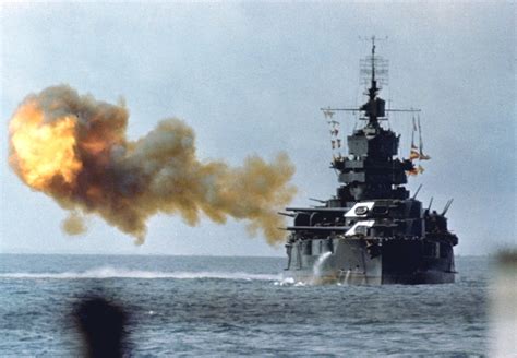 Battleship gunfire support during an amphibious landing