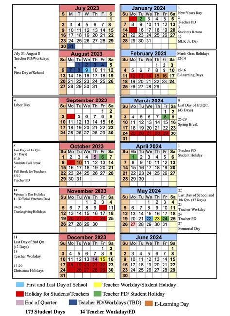 BCBE Calendar