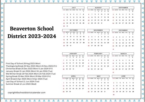 Beaverton Schools Calendar Benefits