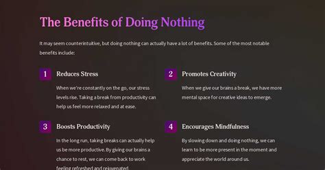 Benefits of doing nothing