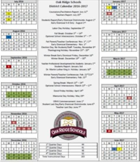 Benefits of Oak Ridge Schools Calendar