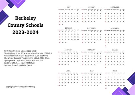 Berkeley School Holidays