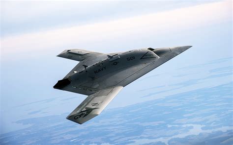 The Northrop Grumman X-47B with its distinctive big nose design