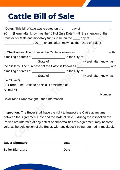 Bill of Sale Template