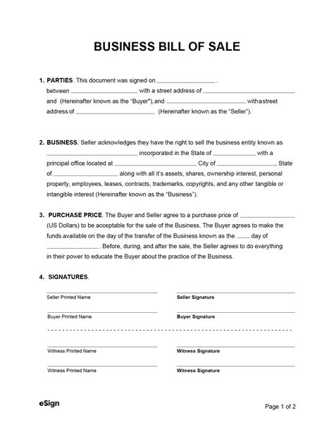 Bill of Sales Document