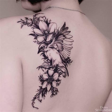 Bird back tattoos for women