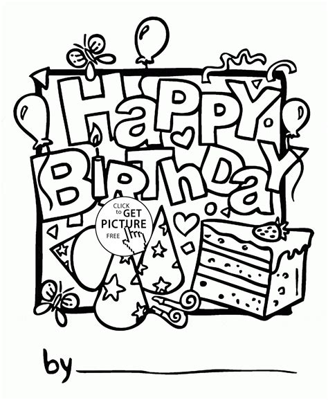 Birthday card coloring page