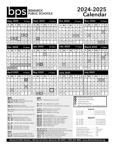 Bismarck School Calendar