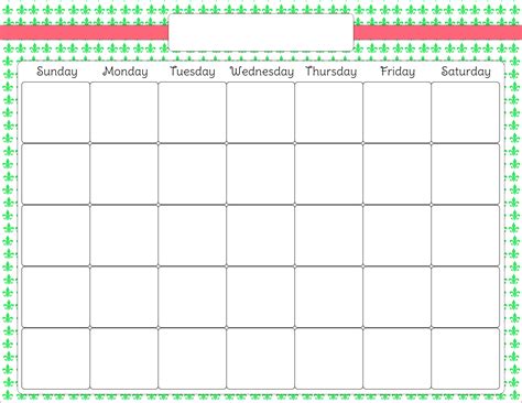 Blank calendar design for personal use