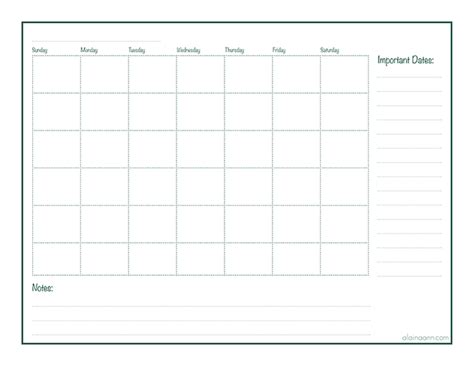 Blank Calendar Organization