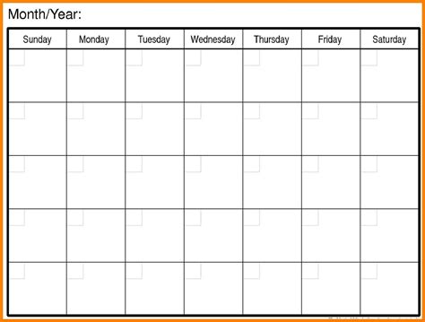 Blank Calendar Printable