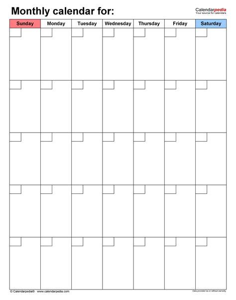 Blank Calendar Printable Image 9